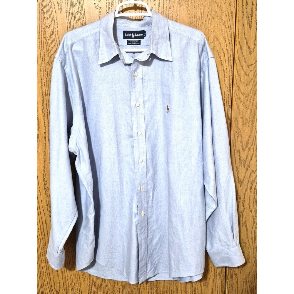 Ralph Lauren Yarmouth 100% Cotton Oxford Pale Blue Button Up Shirt Size 17-36